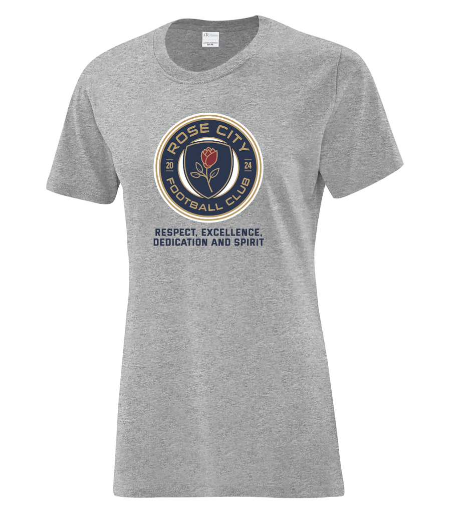 Rose City Football Club Ladies Cotton T-Shirt with Printed Logo