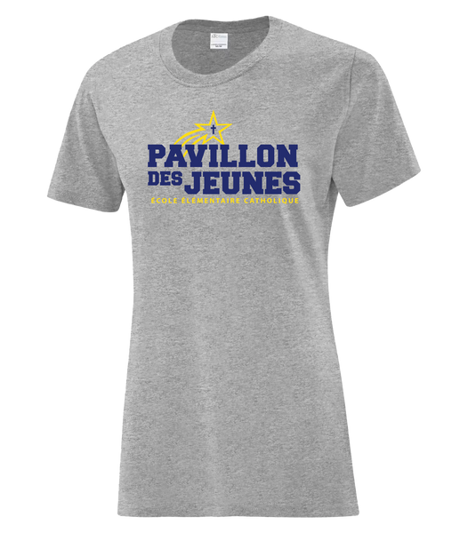 Pavillon Des Jeunes Ladies Cotton T-Shirt with Printed Logo