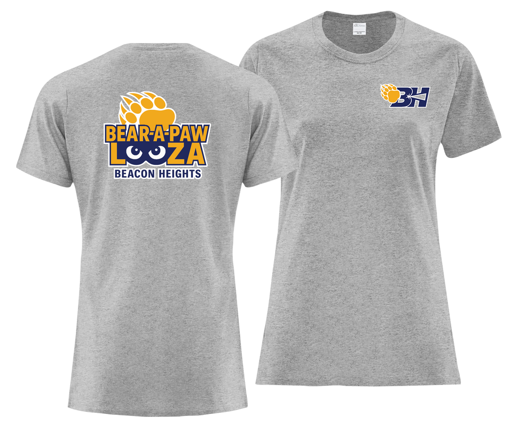 Bear-A-Paw-Looza Ladies Cotton T-Shirt with Printed Front & Back Logos