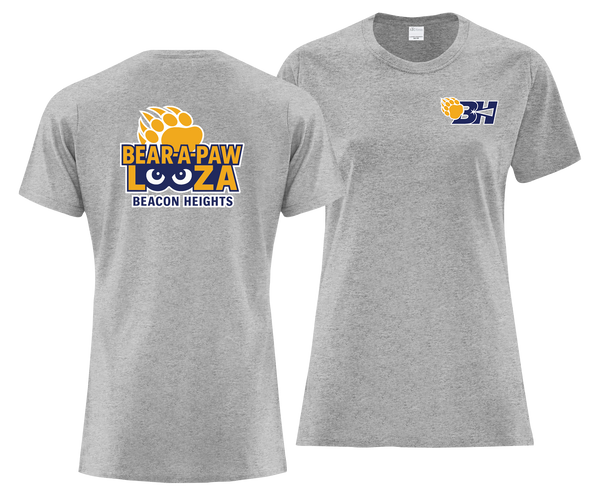 Bear-A-Paw-Looza Ladies Cotton T-Shirt with Printed Front & Back Logos