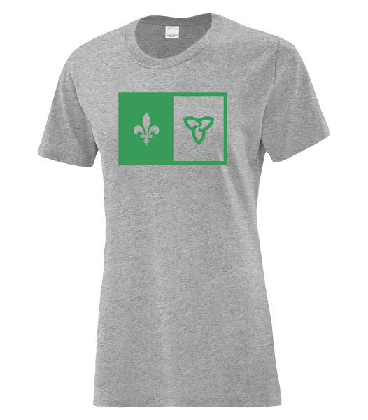 "Franco-Ontarien Flag" Ladies Cotton T-Shirt with Printed logo