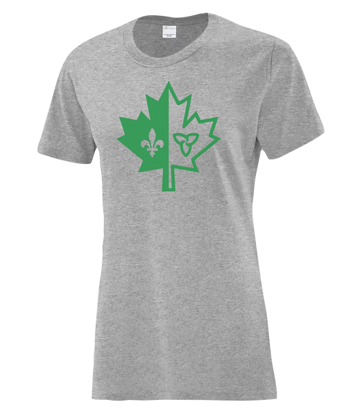 "Franco-Ontarien Maple Leaf" Ladies Cotton T-Shirt with Printed logo