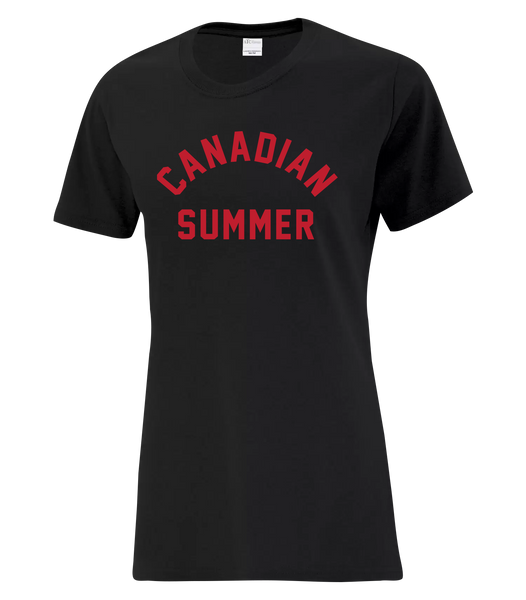 "Canadian Summer" Ladies Cotton T-Shirt with Printed Logo