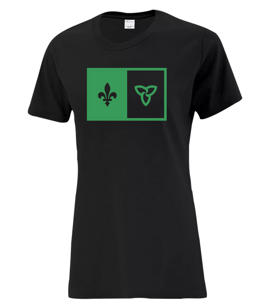 "Franco-Ontarien Flag" Ladies Cotton T-Shirt with Printed logo