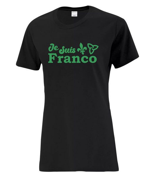 "Je Suis Franco" Ladies Cotton T-Shirt with Printed logo