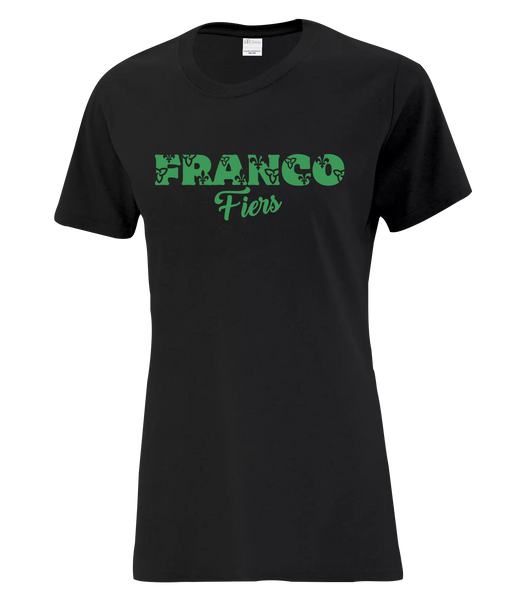 "Franco Script Fiers" Ladies Cotton T-Shirt with Printed logo