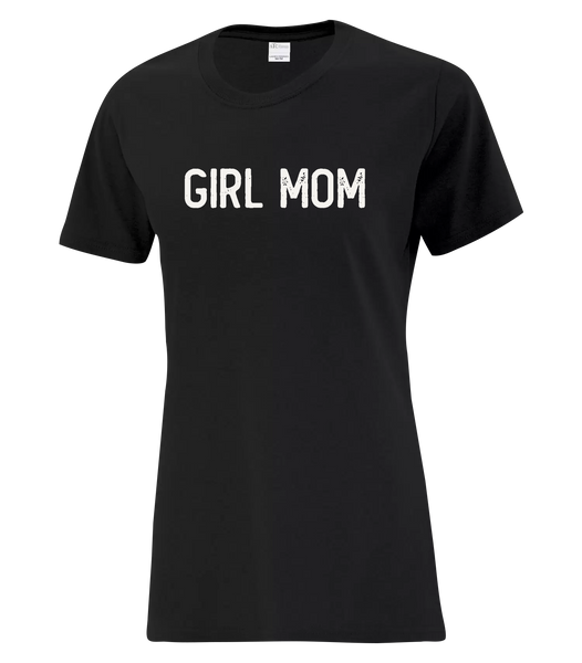 "Girl Mom" Ladies Cotton T-Shirt with Printed Logo