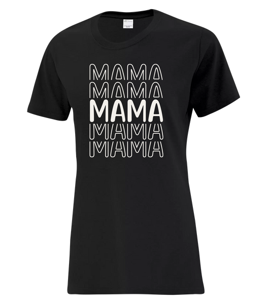 "Mama Repeat" Ladies Cotton T-Shirt with Printed Logo