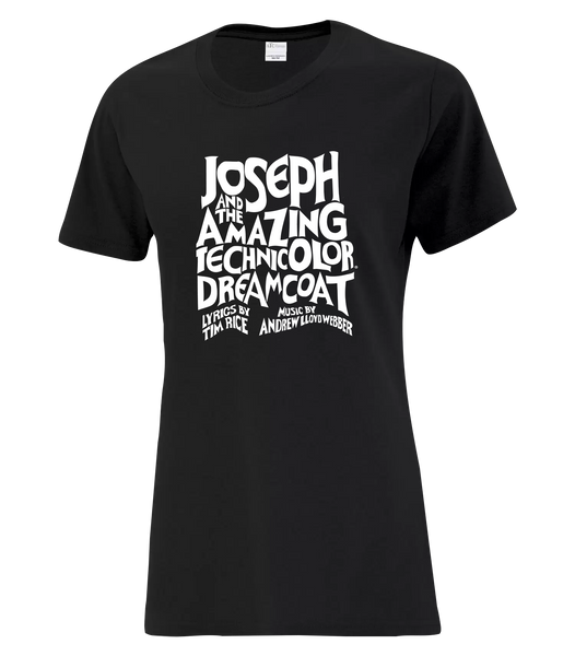 "Joseph and the Amazing Technicolor Dreamcoat" Ladies Cotton T-Shirt with Printed Logo