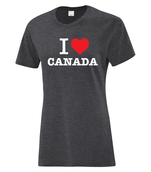 "I Heart Canada" Ladies Cotton T-Shirt with Printed Logo