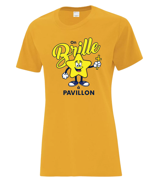 "On BRILLE à Pavillon" Ladies Cotton T-Shirt with Printed Logo