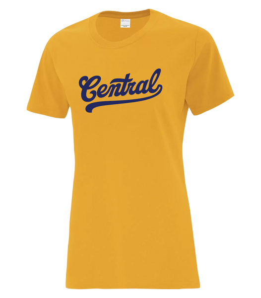 "Central" Ladies Cotton T-Shirt with Printed Logo