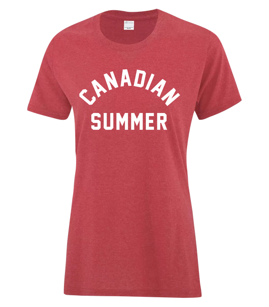 "Canadian Summer" Ladies Cotton T-Shirt with Printed Logo