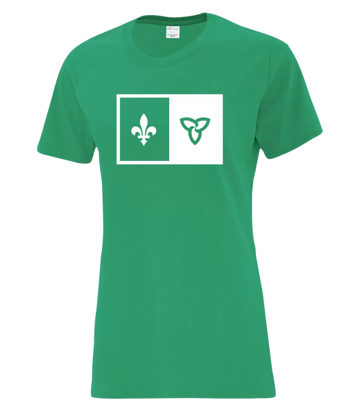 "Franco-Ontarien Flag" Ladies Cotton T-Shirt with Printed logo
