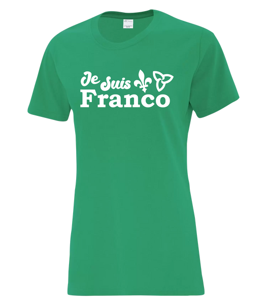 "Je Suis Franco" Ladies Cotton T-Shirt with Printed logo