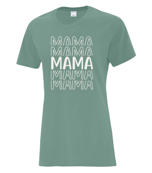 "Mama Repeat" Ladies Cotton T-Shirt with Printed Logo
