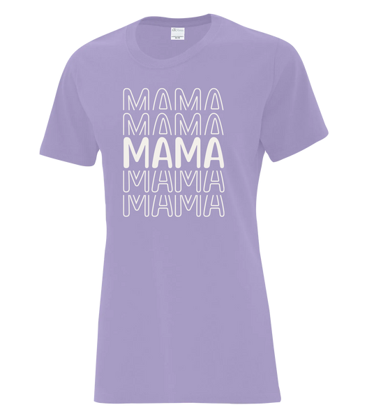 "Mama Repeat" Ladies Cotton T-Shirt with Printed Logo
