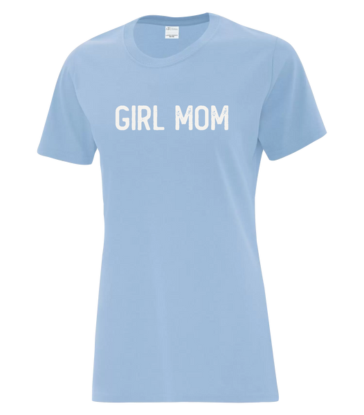 "Girl Mom" Ladies Cotton T-Shirt with Printed Logo