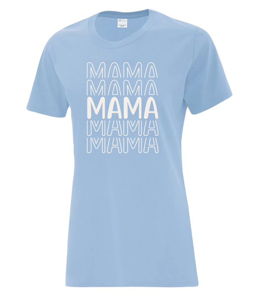 "Mama Repeat" Ladies Cotton T-Shirt with Printed Logo