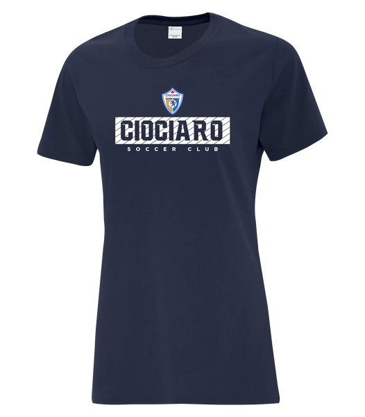 Ciociaro Soccer Club Block Letters Ladies Cotton T-Shirt with Printed logo