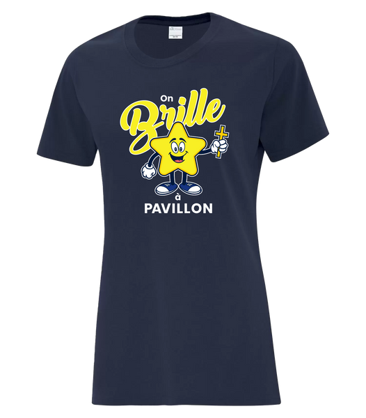 "On BRILLE à Pavillon" Ladies Cotton T-Shirt with Printed Logo