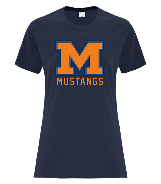 Vincent Massey Mustangs Ladies Cotton T-Shirt with Printed Logo