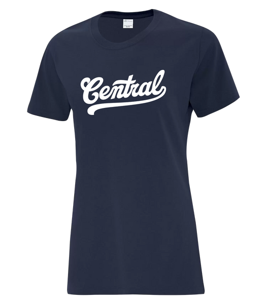 "Central" Ladies Cotton T-Shirt with Printed Logo