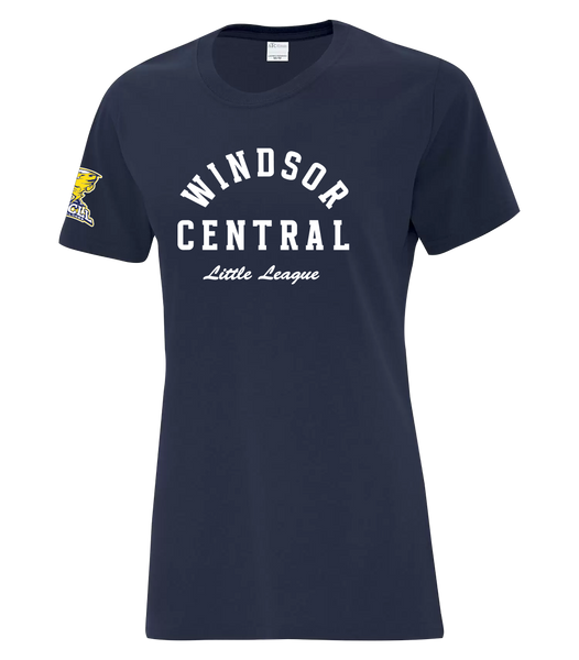 "Windsor Central Little League" Ladies Cotton T-Shirt with Printed Logo