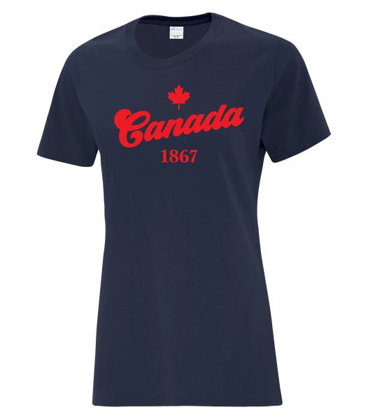 "Canada 1867" Ladies Cotton T-Shirt with Printed logo