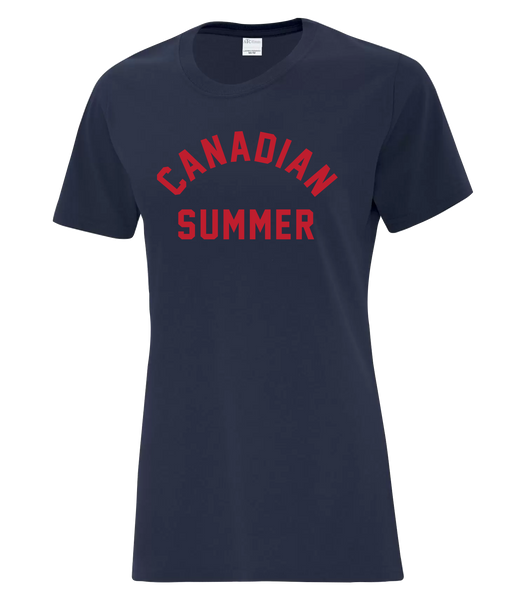 "Canadian Summer" Ladies Cotton T-Shirt with Printed Logo