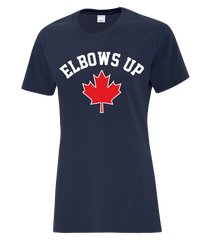 "Elbows Up" Ladies Cotton T-Shirt with Printed logo