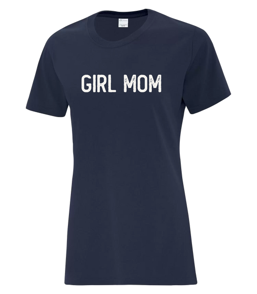"Girl Mom" Ladies Cotton T-Shirt with Printed Logo