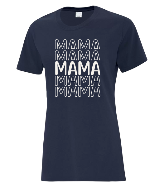 "Mama Repeat" Ladies Cotton T-Shirt with Printed Logo