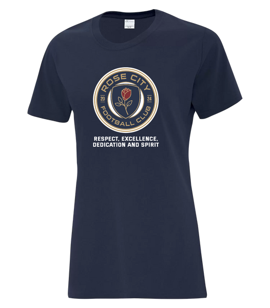 Rose City Football Club Ladies Cotton T-Shirt with Printed Logo