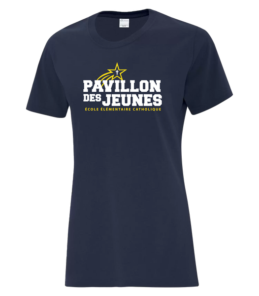 Pavillon Des Jeunes Ladies Cotton T-Shirt with Printed Logo