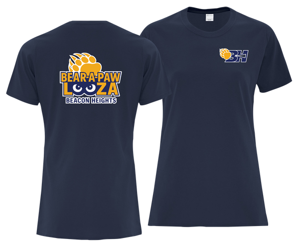 Bear-A-Paw-Looza Ladies Cotton T-Shirt with Printed Front & Back Logos