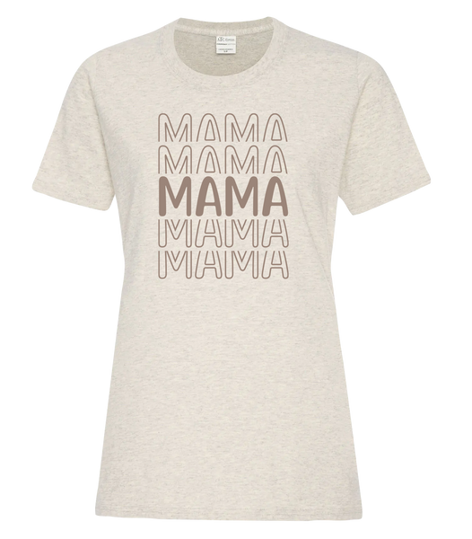 "Mama Repeat" Ladies Cotton T-Shirt with Printed Logo