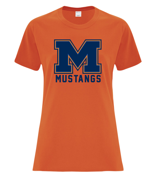 Vincent Massey Mustangs Ladies Cotton T-Shirt with Printed Logo