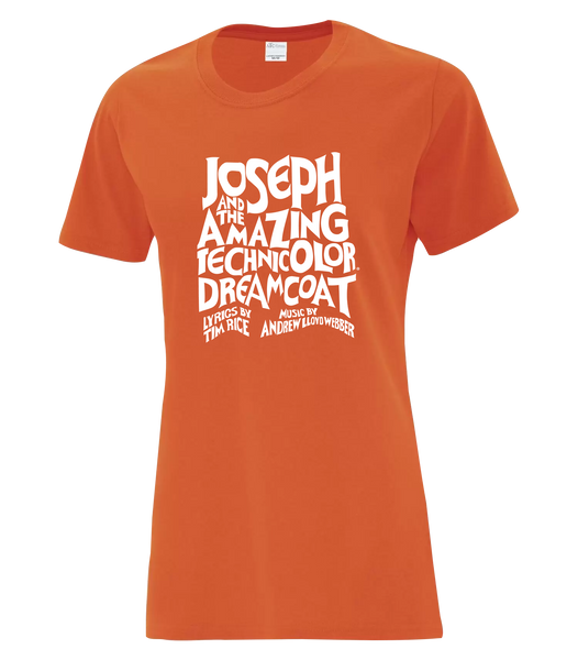 "Joseph and the Amazing Technicolor Dreamcoat" Ladies Cotton T-Shirt with Printed Logo