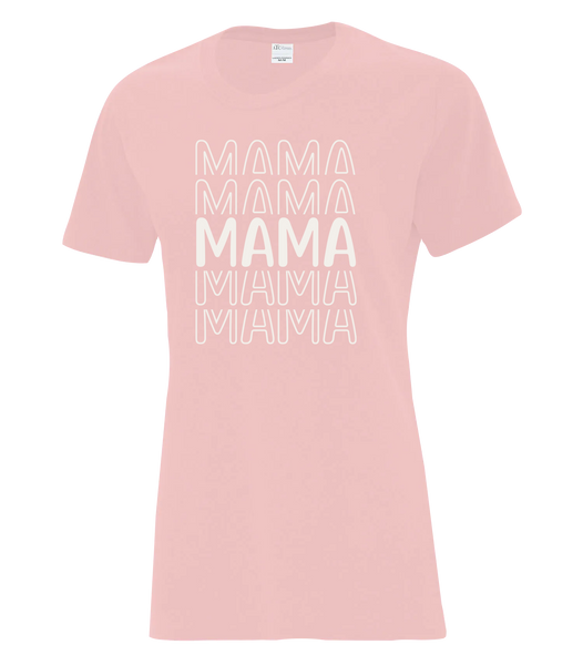 "Mama Repeat" Ladies Cotton T-Shirt with Printed Logo