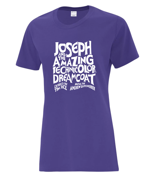 "Joseph and the Amazing Technicolor Dreamcoat" Ladies Cotton T-Shirt with Printed Logo
