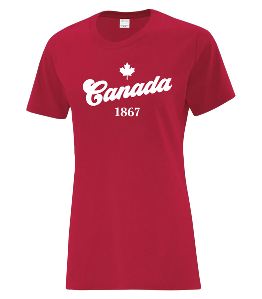 "Canada 1867" Ladies Cotton T-Shirt with Printed logo