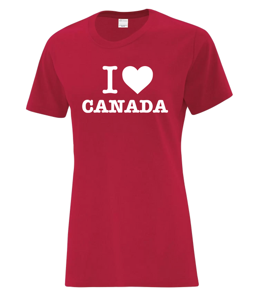 "I Heart Canada" Ladies Cotton T-Shirt with Printed Logo