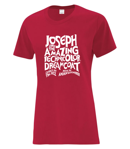 "Joseph and the Amazing Technicolor Dreamcoat" Ladies Cotton T-Shirt with Printed Logo