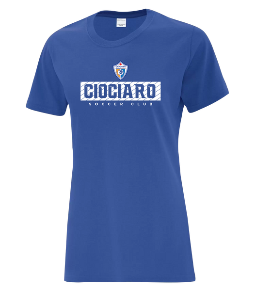 Ciociaro Soccer Club Block Letters Ladies Cotton T-Shirt with Printed logo