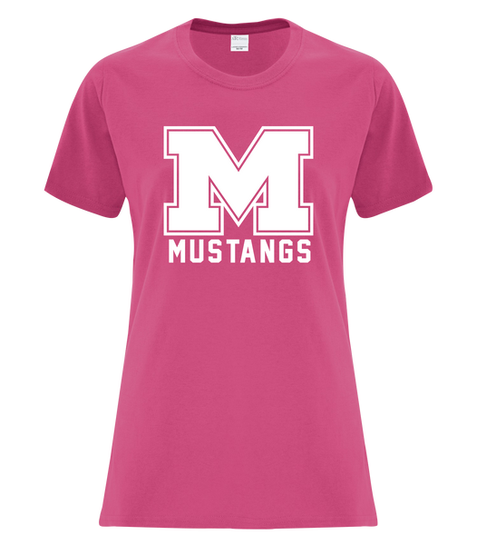 Vincent Massey Mustangs Ladies Cotton T-Shirt with Printed Logo