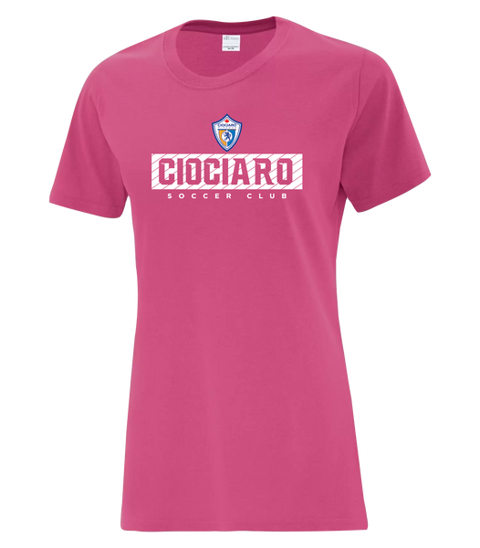 Ciociaro Soccer Club Block Letters Ladies Cotton T-Shirt with Printed logo