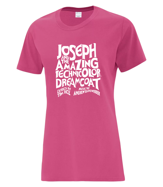 "Joseph and the Amazing Technicolor Dreamcoat" Ladies Cotton T-Shirt with Printed Logo