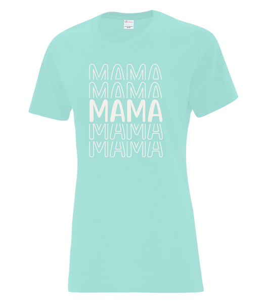 "Mama Repeat" Ladies Cotton T-Shirt with Printed Logo