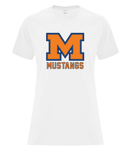 Vincent Massey Mustangs Ladies Cotton T-Shirt with Printed Logo